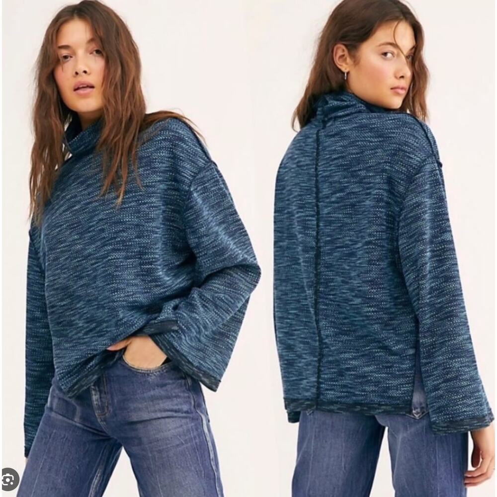 Free People We The Free Overboard Combo Sunny Days Turtleneck Mock Sweater XS